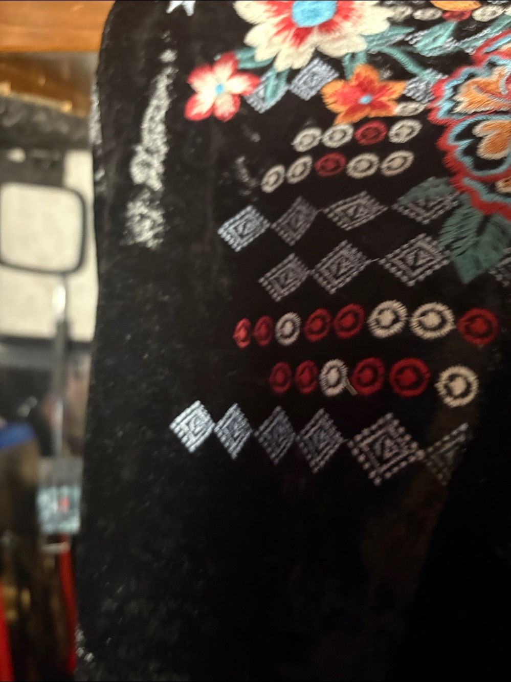 Embroidered Velvet Boho Tunic in Deep black - Picture 3 of 4